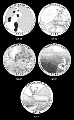 Candidate designs for the Cumberland Gap National Historic Park quarter