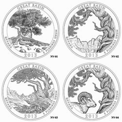 U.S. Mint art for the top contenders for the Great Basin National Park quarter design