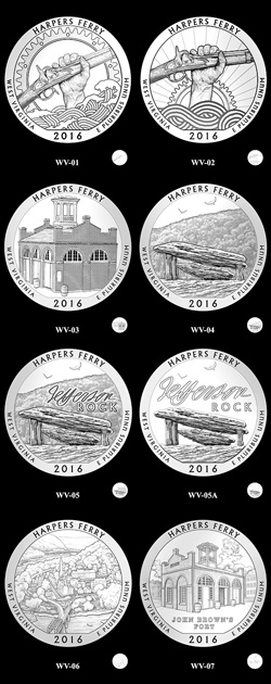 Candidate designs for the Harpers Ferry National Historical Park quarter